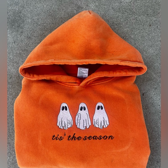 Orange Hoodie with Ghost embroidery - Picture 1 of 3